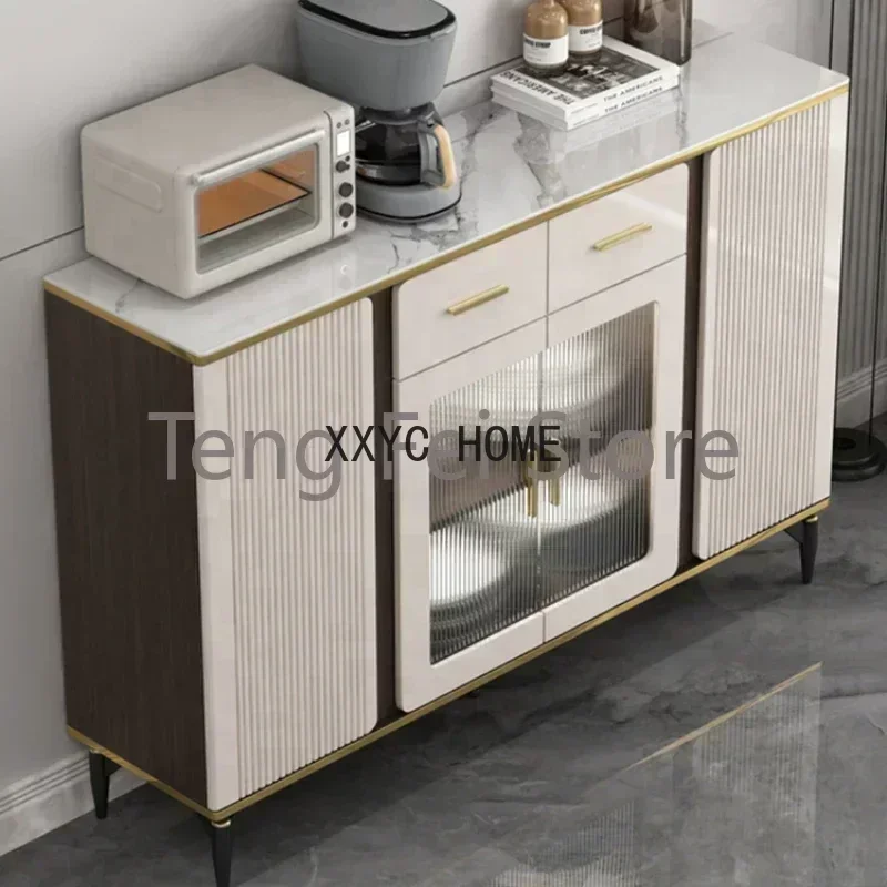 Sideboard Drawers Living Room Nordic Luxury Glass Display Sideboard Kitchen Storage Credenza Home Furniture SR50CG
