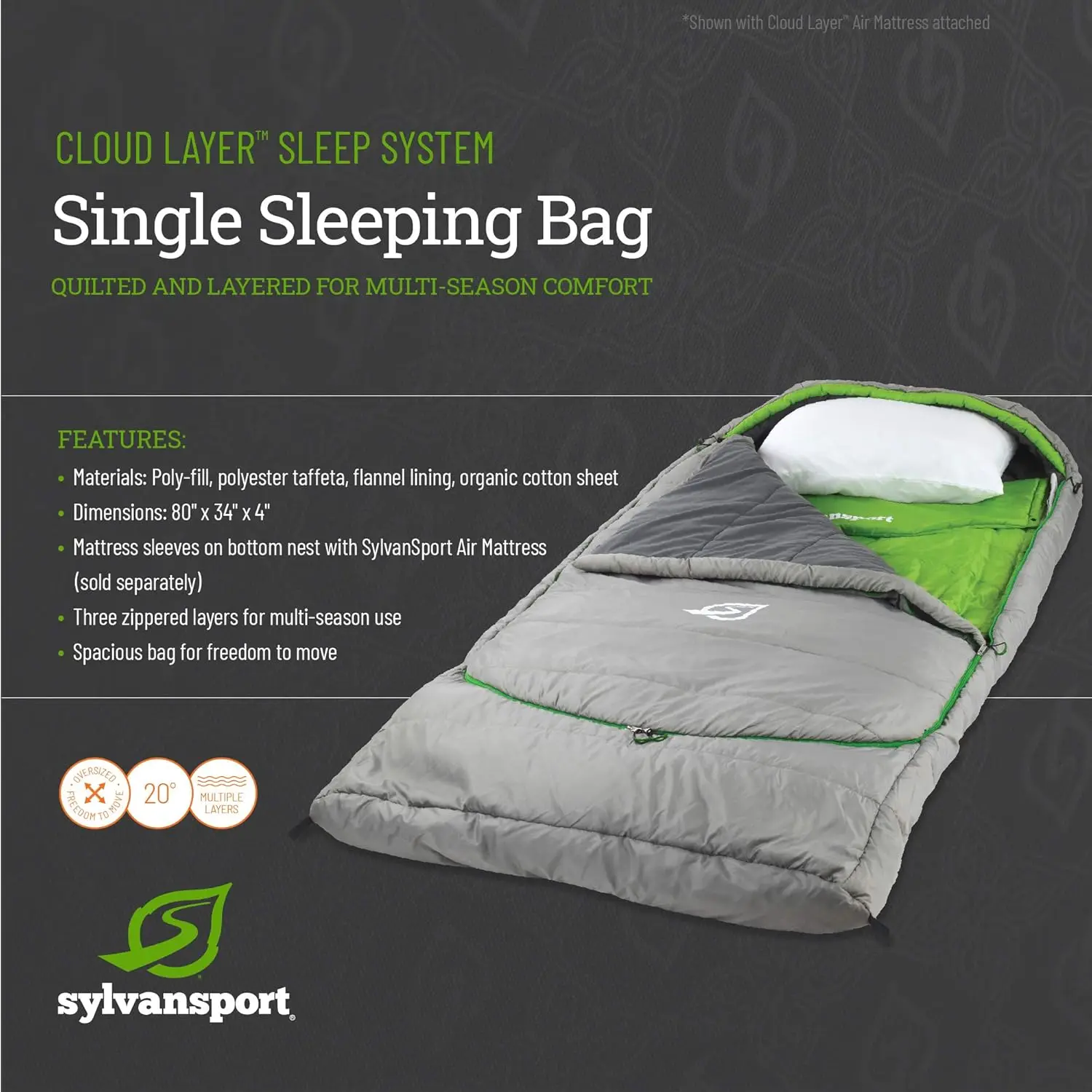 Sleeping Bag for Adults-Adjustable Layers for 3-4 Season use-Integrated Cotton Sheet