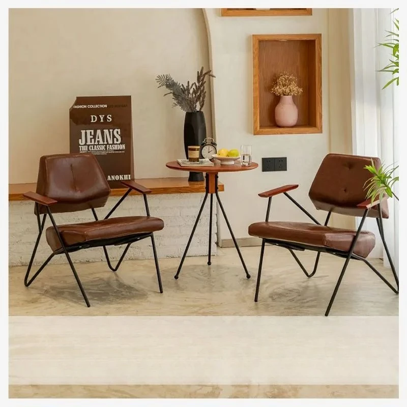 Balcony Bistro Table and Chairs Set Retro Iron Lounge Cafe Bar Sofa Chairs Commercial Coffee Shop Furniture Patio Outdoor Style