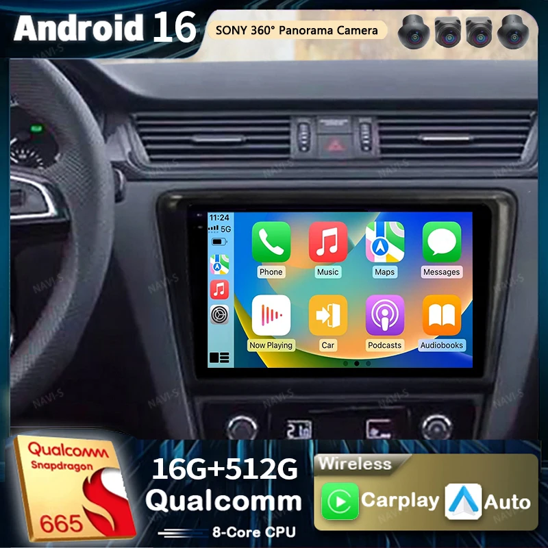 Android 16 For Skoda Rapid Seat Toledo 2013 - 2017 2K Car Radio Multimedia Video Player GPS AI Voice CarPlay Navigation Stereo 1