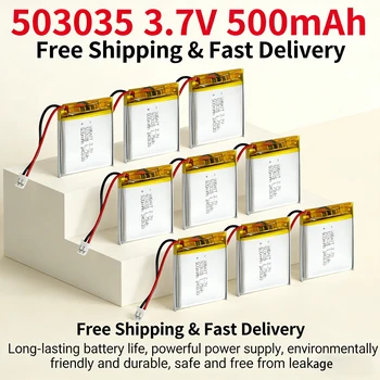 10 Pezzi Batteria Ricaricabile Li-Po 3.7V 500mAh (Modelli 503035, 603035, 053035) per Altoparlante Bluetooth, Dash Cam, GPS, Registratore Auto