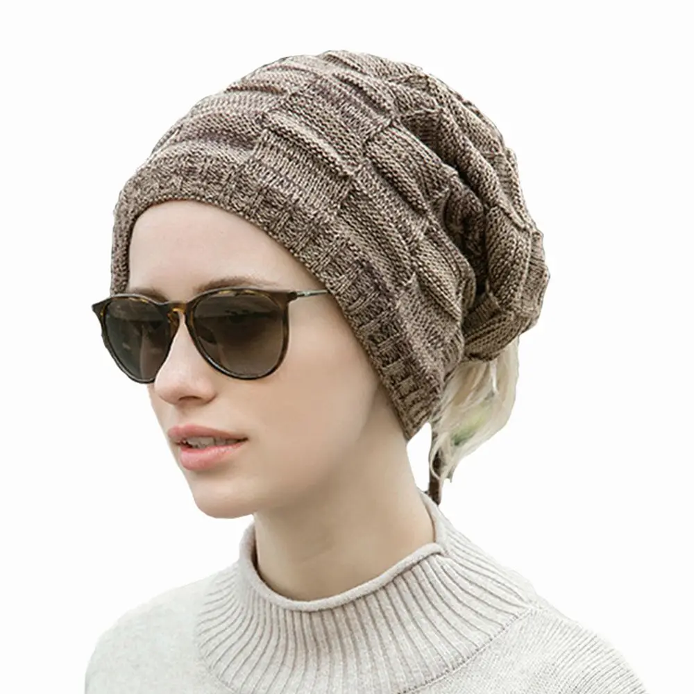 Männer/Frauen Herbst Winter Mode Mützen Hut Dehnbare Gestrickte Hut Solide Snood Schal Warme Mützen – Detail 3