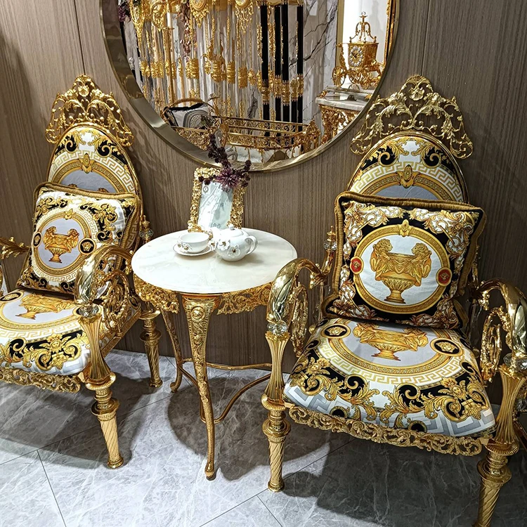 Cast copper luxurious design armchair cafe dining chair gold chairs for restaurants and coffee shop fancy living room chairs