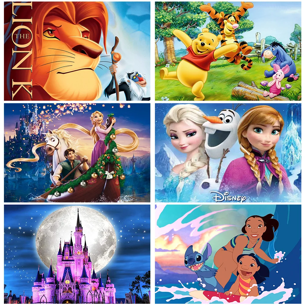 

Disney Princess Castle 5D DIY Diamond Painting Animal Winnie Full Round Drill Embroidery Mosaic Picture Rhinestones Home Decor
