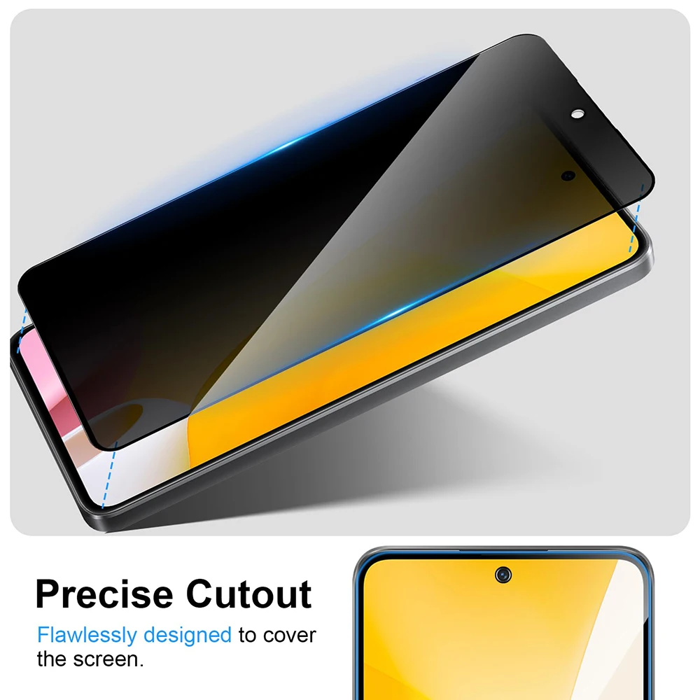 Anti-Spy-Hartglasfolie für Xiaomi Redmi A3 Pro A1 A2 Plus A5 A4 13C 12 10C 12C 10C 10A 9C NFC 9T Sichtschutzscheibenschutz – Detail 2