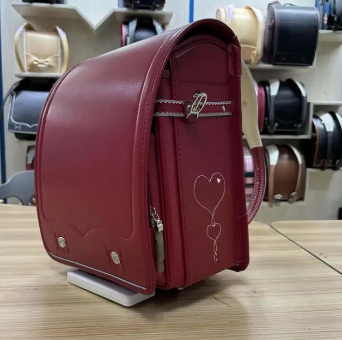 Japanese Ransel Randoseru Backpack Semi-automatic Japan satchel Japanese school bag for girls  boys PU leather School Backpack 6