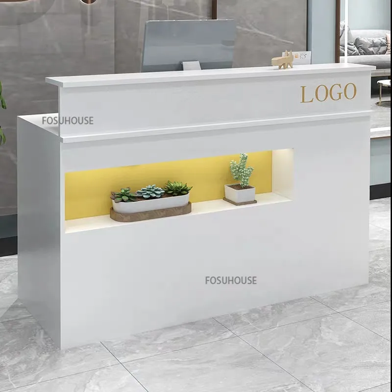 Modern Reception Desk Office Furniture Designer Front Desk Checkout Counter Clothing Store Light Luxury Reception Desks Table