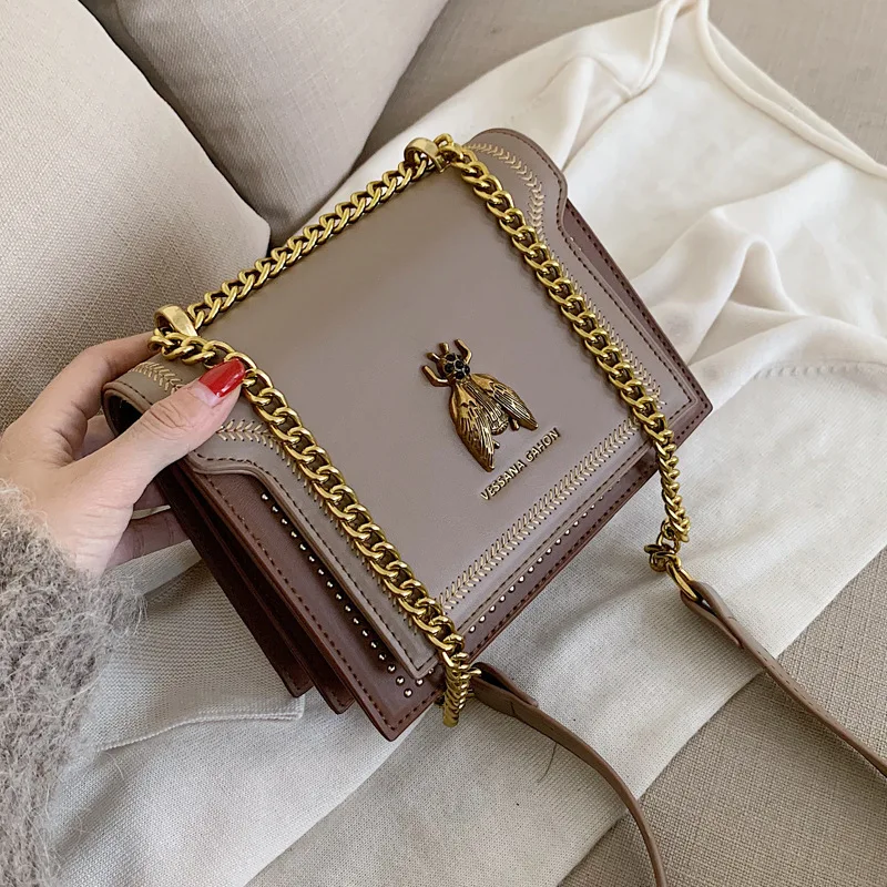 

CGCBAG Luxury Brand Women Handbag 2022 New Retro Bee Female Shoulder Bag Simple High Quality Leather Designer Crossbody Bags