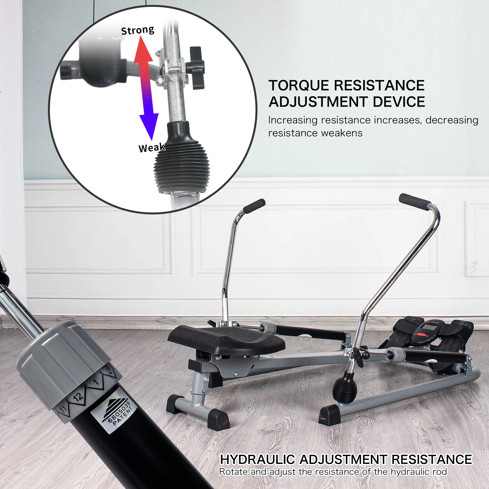Leikefitness Rowing Machine Foldable for Home Use Hydraulic Rowing Machine with LCD Monitor for Full Body Exercise Cardio Workou 3