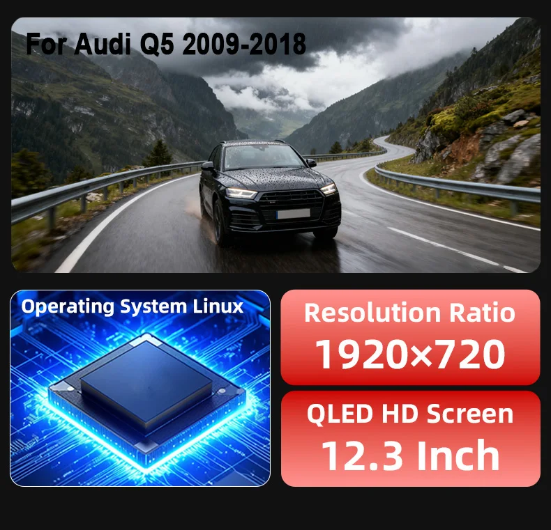 Digital Instrument Cluster Display Suitable For Audi Q5 2009-2018 Wireless CarPl