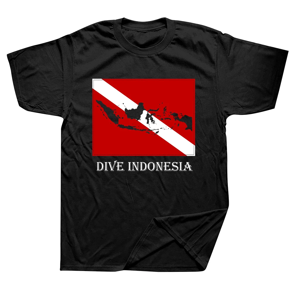 Lustiges Dive Indonesia Grafik 100% Baumwoll-T-Shirt für Männer und Frauen, Modisches Casual T-Shirt, Locker Geschnittenes Oversized Streetwear T-Shirt
