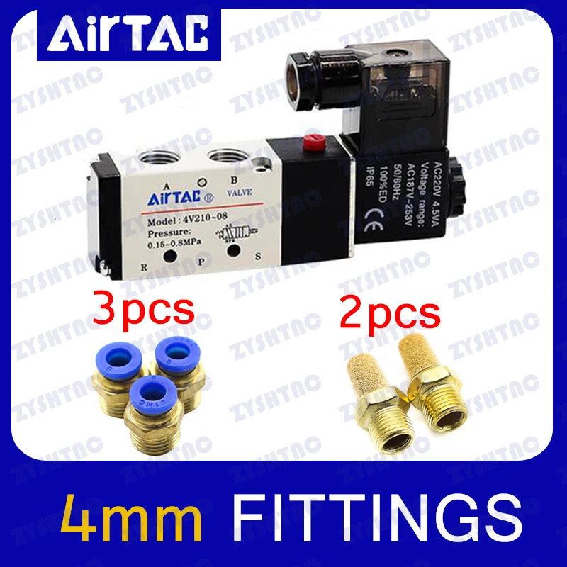 YVZDHNSFY 1 pz Elettrovalvola pneumatica Doppia Bobina Porta 1/8 1/4 24VDC 4V230C/4V230E/4V230P-08 Valvola di Controllo a 5/3 Vie(220,4V330C-10