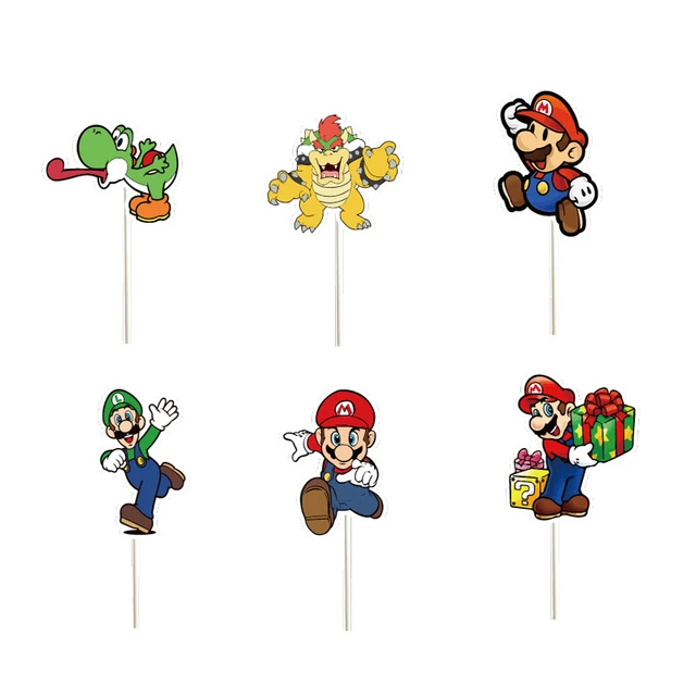 24PCS Super Mario Bros Kawaii Action Figure Toy Mario Luigi Yoshi Bowser Cupcake  Toppers for Kids Birthday Party Cake Decoration - AliExpress