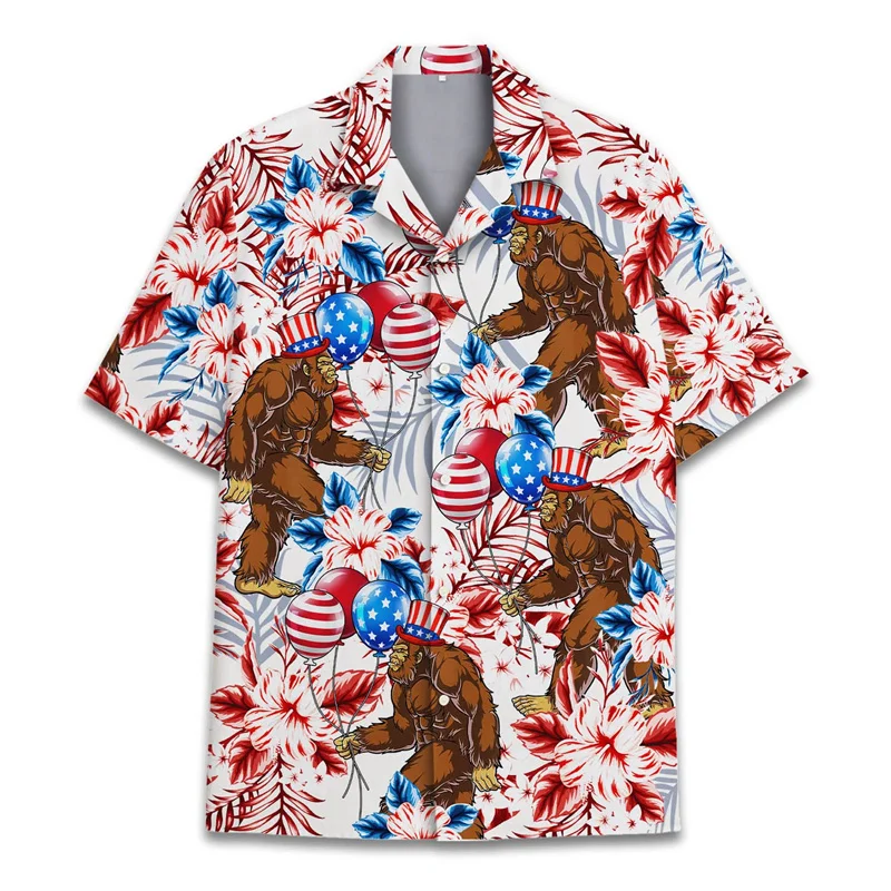 Cool 3d Print Monkey Orangutan Hawaiian Shirt For Men Summer Holiday Shirts Button Short Sleeve Street Beach Surf Aloha Shirt 4