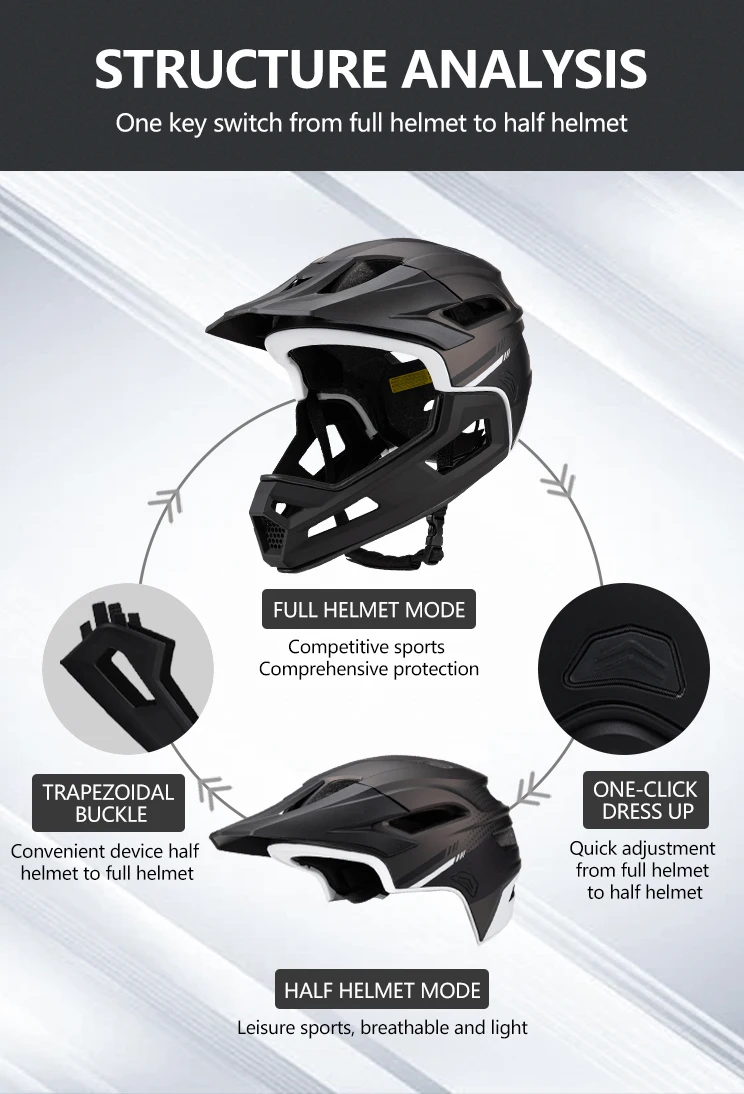 Description Picture 6 of itemEastinear's New Adult Bicycle Helmet Full-face Detachable Outdoor Sports Motorcycle Skateboard Riding Helmet Protects the Head