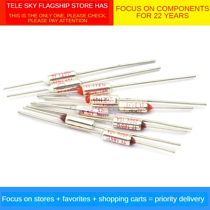 5PCS Rice Cooker Temperature Fuse Tube Accessory, TF Thermal Fuse RY 10A 250V Temperature 72C 85C 95C 110C 115C 121C 130C 185C