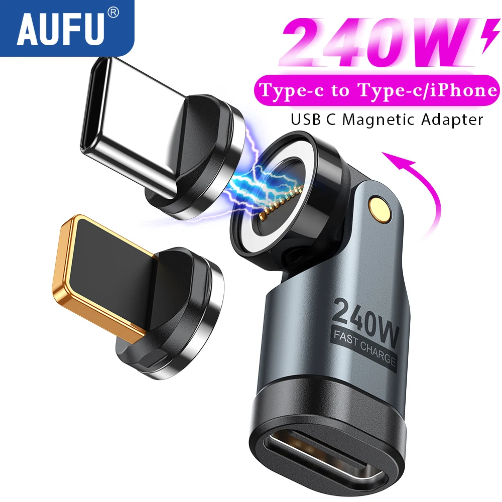 AUFU Magnetic USB-C 240W 9Pin Female Adapter 2-Pack