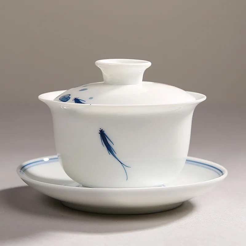

Цзиндэчжэнь керамический гайвань большая емкость сине-белая фарфоровая кружка креативная чайная кружка для офиса ретро ручная роспись чайная чашка
