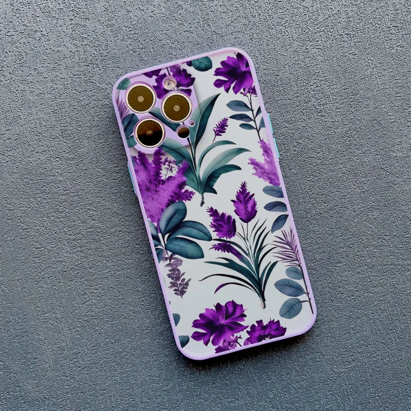 Tropical Purple Leaf Flower Shockproof Phone Case