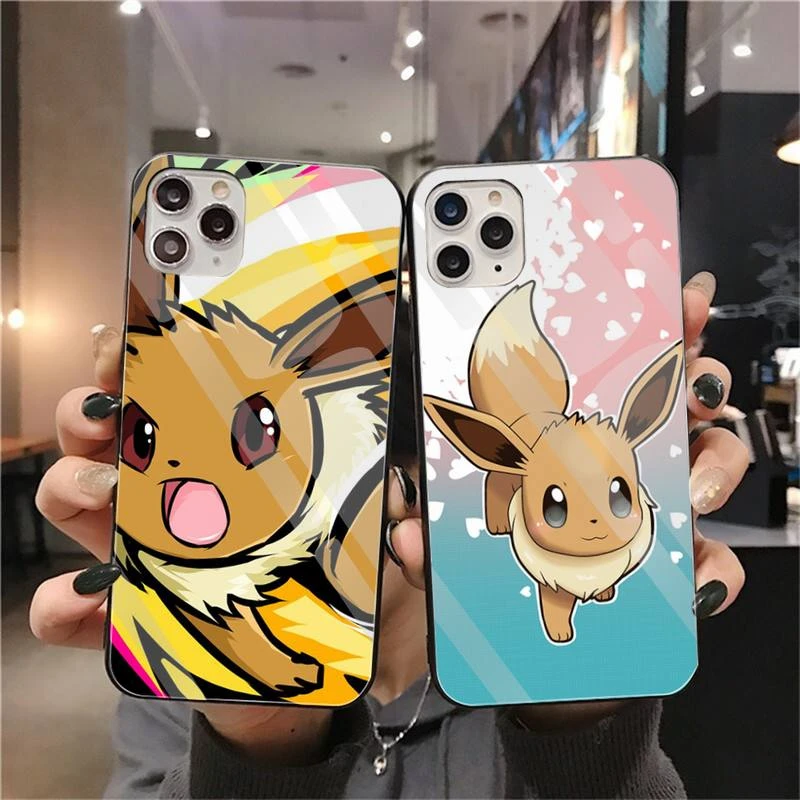 Pokemon Eevee Phone Case Tempered Glass For Iphone 13 12 Mini 11 Pro Xr Xs Max 8 X 7 Plus Se Soft Cover Mobile Phone Cases Covers Aliexpress