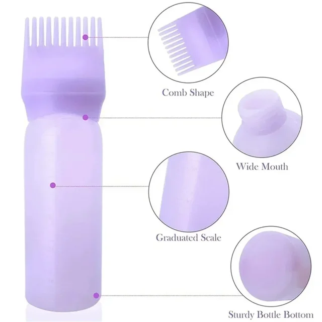 Silicone Shampoo Brush Head Scalp Massage Comb Hair Dye Tint Oil Applicator Bottle with Brush Barber Salon Hair Styling Tools 3