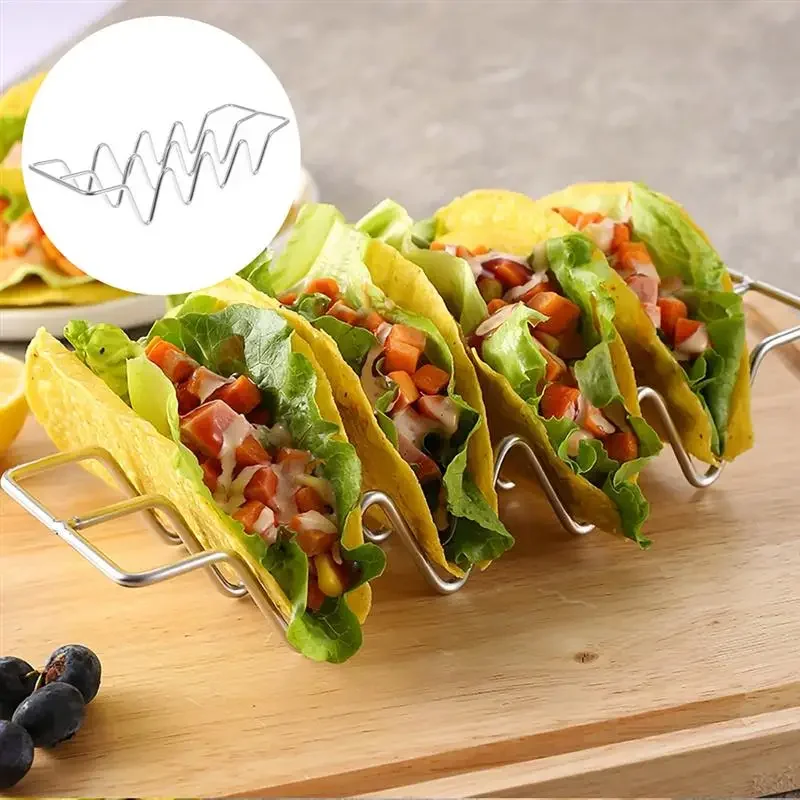 Taco Holder Stainless Steel Stand Mexican Food Rack Shells 1-4 Slots Kitchen Baking Tool Pie Tools Bakeware Kitchen Tools