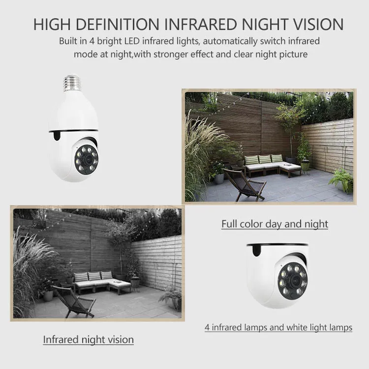 4MP E27 Bulb IP WiFi Camera Indoor Video Surveillance Camera Security protection baby Monitor Full Color Night Vision ICSEE 2
