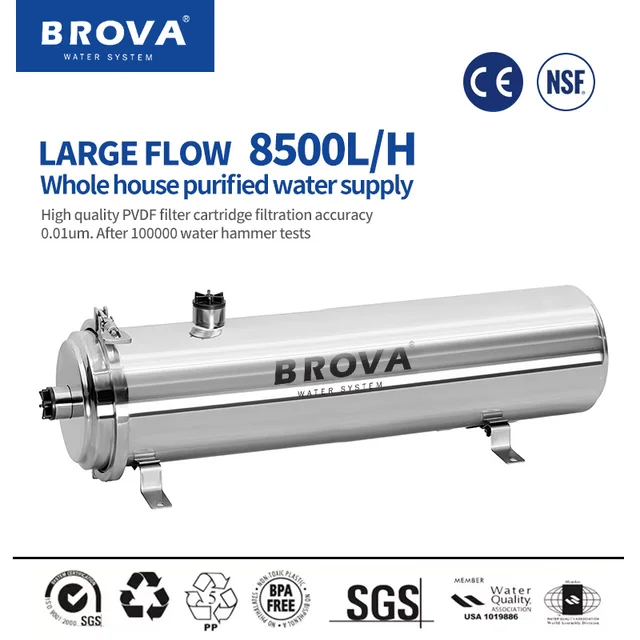 BROVA สูงทั้งบ้านน้ํา UF Purification System 8500L/H สแตนเลสกรองแร่ Reusable PVDF ยาวนานกว่า 5 ปี 1