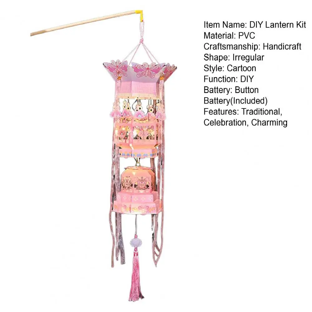 60cm Spring Festival DIY Lantern Kit Chinese Traditional Handheld Lucky Lantern With Tassel Decor Unfinished Material Packages