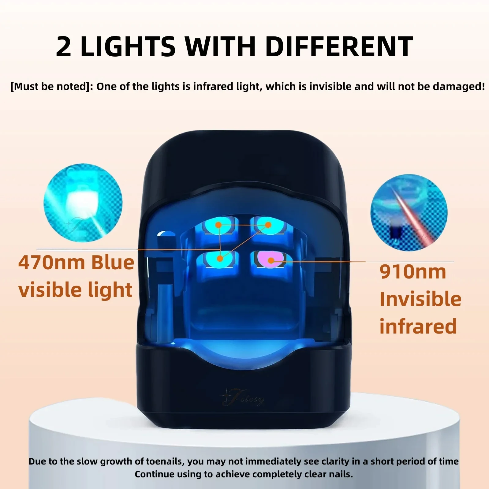 Nail Fungus Remover LED Laser Device for Cleaning Onychomycosis USB Charge 905nm Infrared Light 470nm Blue Light Nail Salon