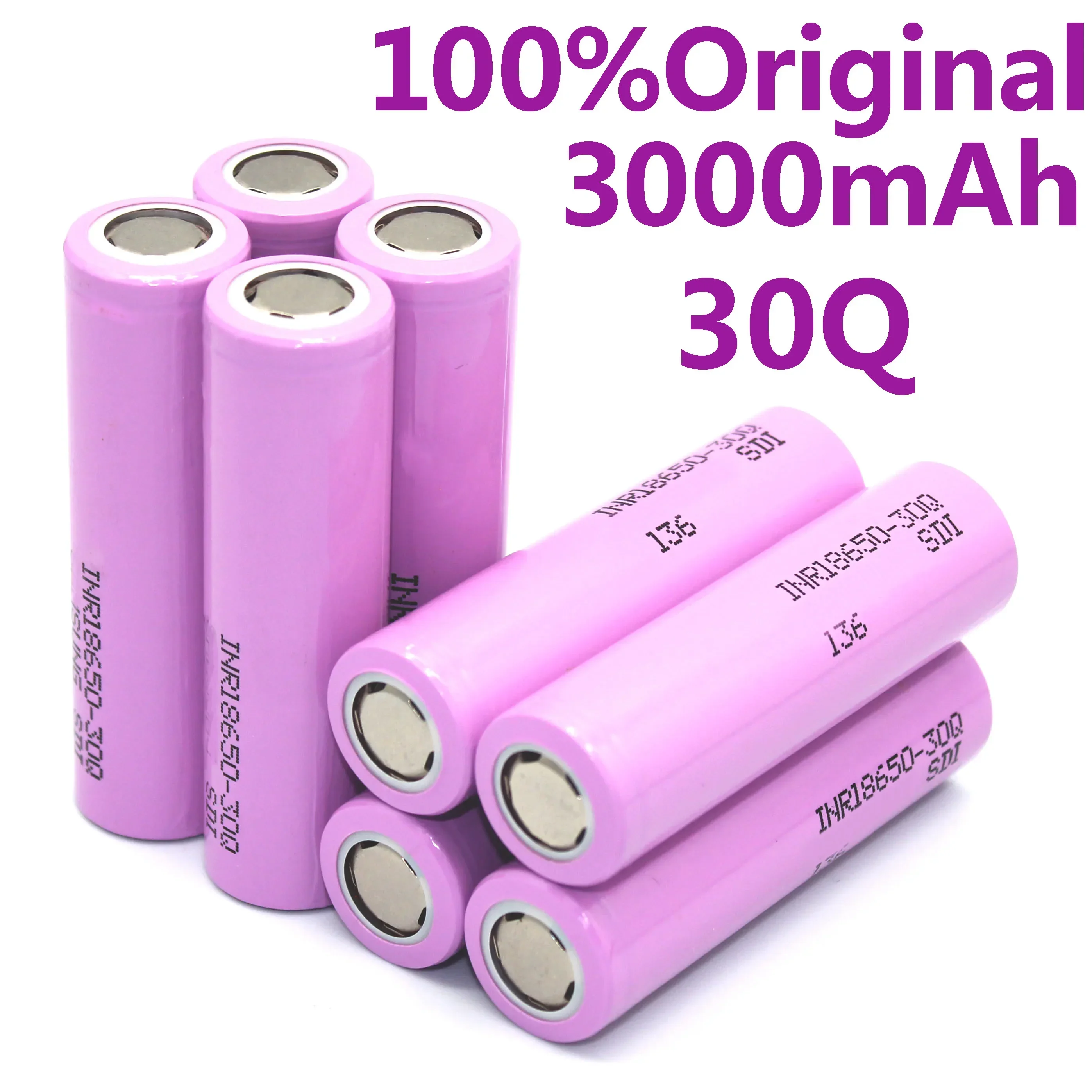

100% Brand New Original 18650 3000mah 20A Online INR18650 30Q 3.7V Lithium-ion Bare Battery Suitable For Screwdriver Flashlights