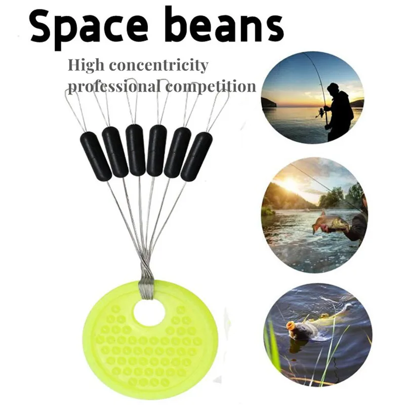 60pcs 10 Group Resistance Space Beans Stopper Not To Hurt The Line Vertical Beans Carp Fishing Tackle Accessories