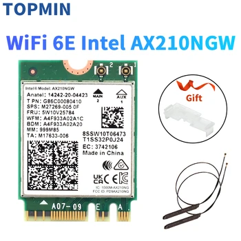 블루투스 5.3 네트워크 카드, 인텔 AX210 와이파이 6E M.2 NGFF 무선 카드, AX210NGW, 2.4G, 5Ghz, 802.11ax 와이파이 어댑터 안테나, 5374Mbps