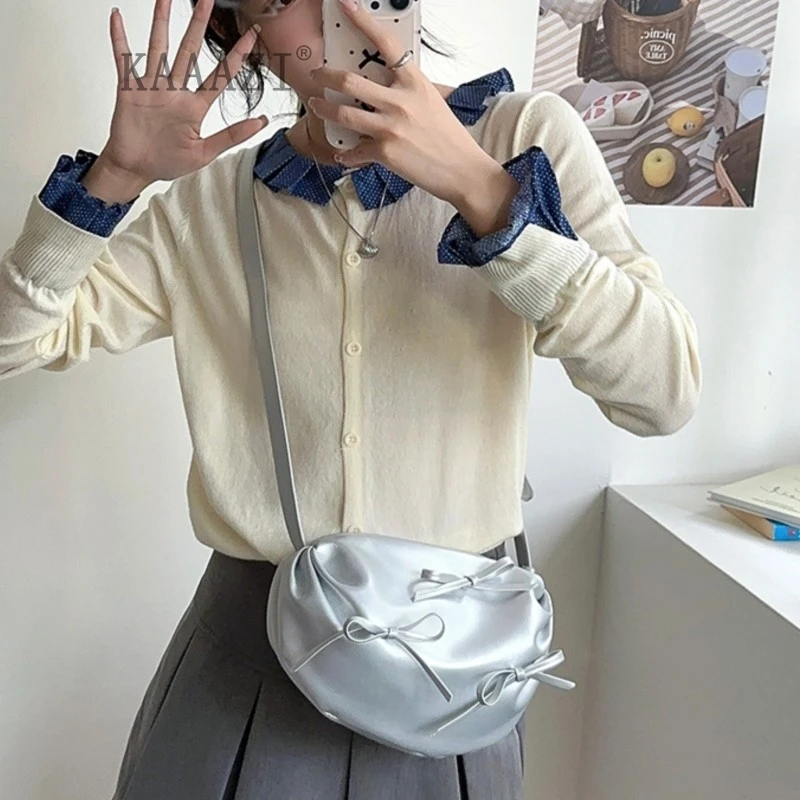 

Women Summer Crossbody Bag 2024 New High Fashion Versatile Shoulder Bag Luxury Designer Bow Leather Handbags Casuals Versatile