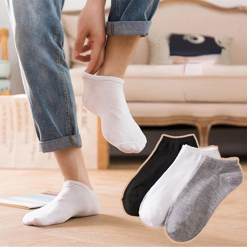 3 pairs of spring and summer shallow mouth men and women invisible socks comfortable breathable solid color socks non-slip socks