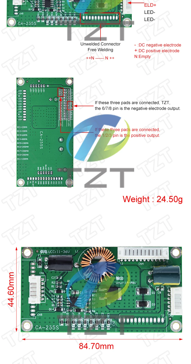 DIYTZT 10-48 Zoll LED LCD TV Hintergrundbeleuchtung Konstantstromplatine CA-255 Universal Boost Driver Inverter Board Step Up Power Modul – Detail 3
