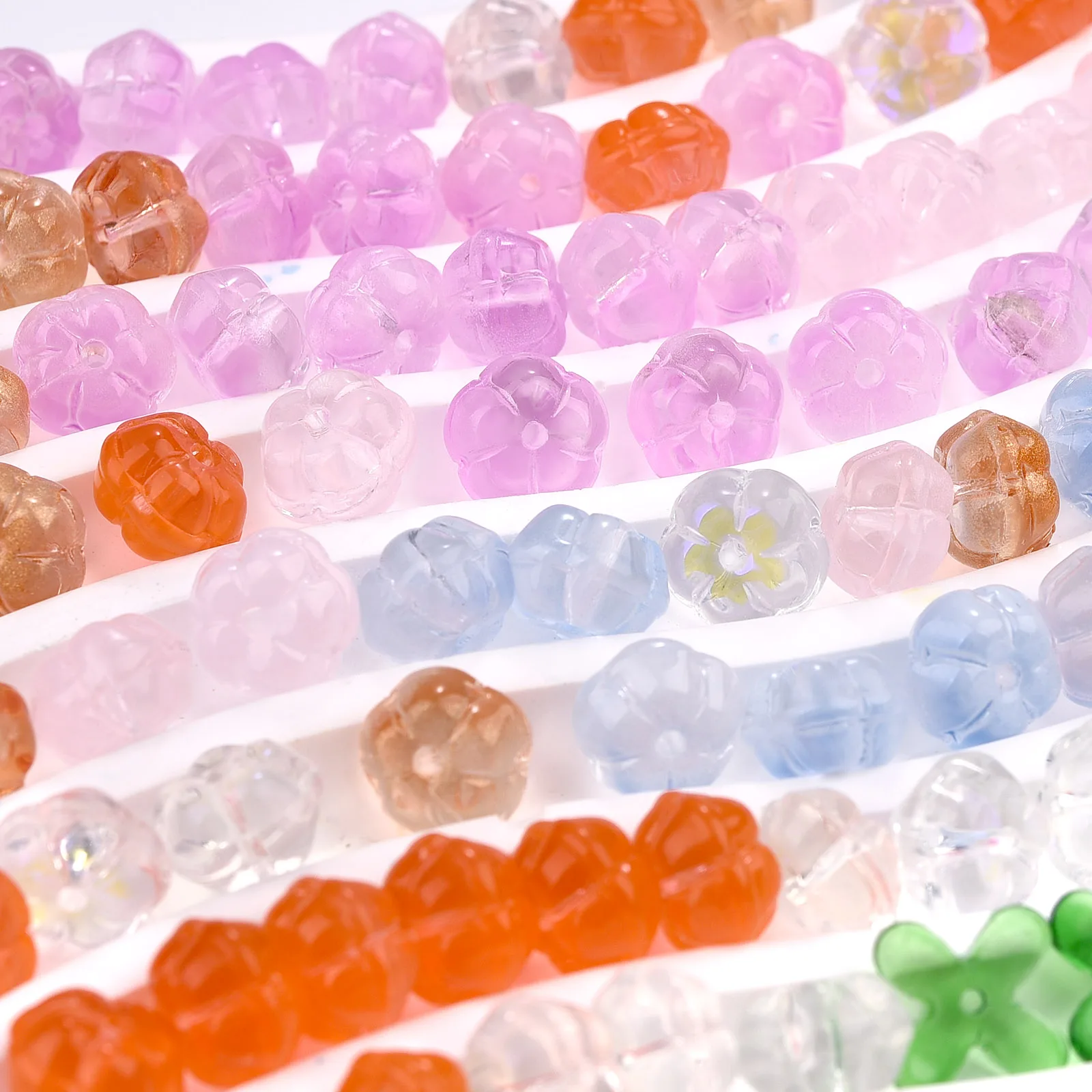 20pcs Pumpkin Shape Clear Glass Beads Colorful Beads Jewelry Making DIY Bracelet Necklace Pendant Earning Loose Spacer