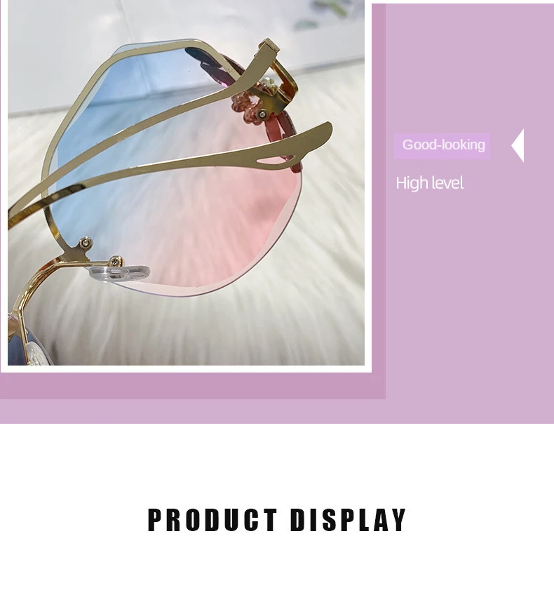 Fashion Glasses Diamond Sunglasses Women 2022 Brand Rimless Shades For Women Luxury Vintage Vasos Decorativos Zonnebril Dames large sunglasses