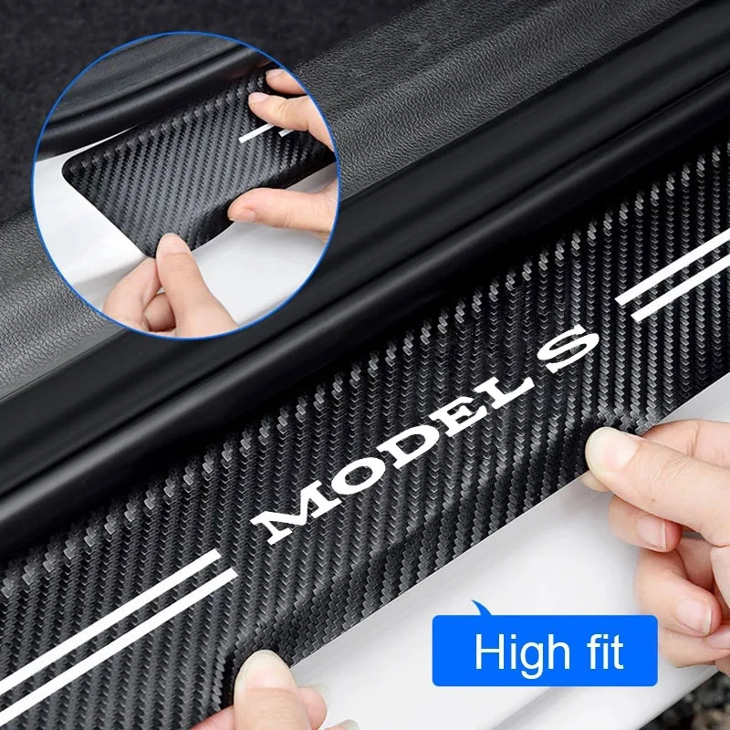 

Car threshold anti stepping protection strip trunk anti scraping strip carbon fiber sticker decoration for Tesla MODEL S Sticker