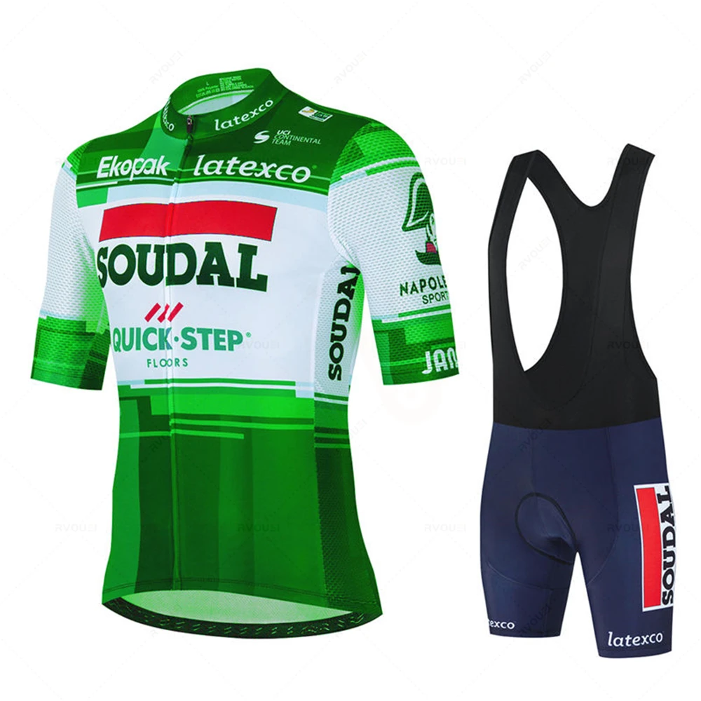 Soudal Quick Step Fluorescent Green Cycling Jersey Kit Bicycle Men Bike Bib Shorts Clothes Maillot Sets Clothing Ropa Ciclismo cycling jersey cycling shirt cycling suit cycling jersey set
