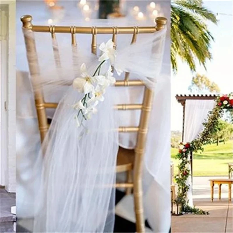 5/10M Organza Roll Fabric Sheer Crystal Tulle Roll Wedding Birthday Party Backdrop Decoration DIY Yarn Chair Sashes Baby Shower