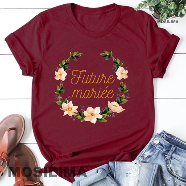 Team Bride Bachelorette Wedding Party Women Evjf Tee Shirt Casual ladies basic O-collar Pink Short Sleeved T-shirt Girl Wine red2