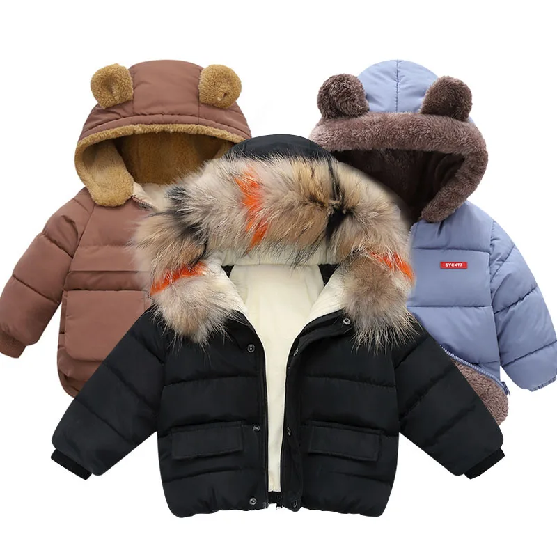 Fashion Christmas Outerwear Winter boys and Girls Fur Down Clothing 90% Children's Down Jacket Newborn coat