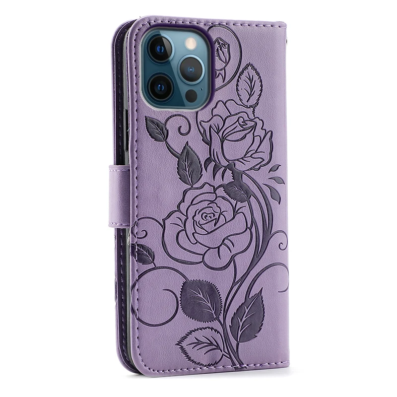 Elegant 3D Flower Leather Wallet Book Case with Card Slot and Photo Frame