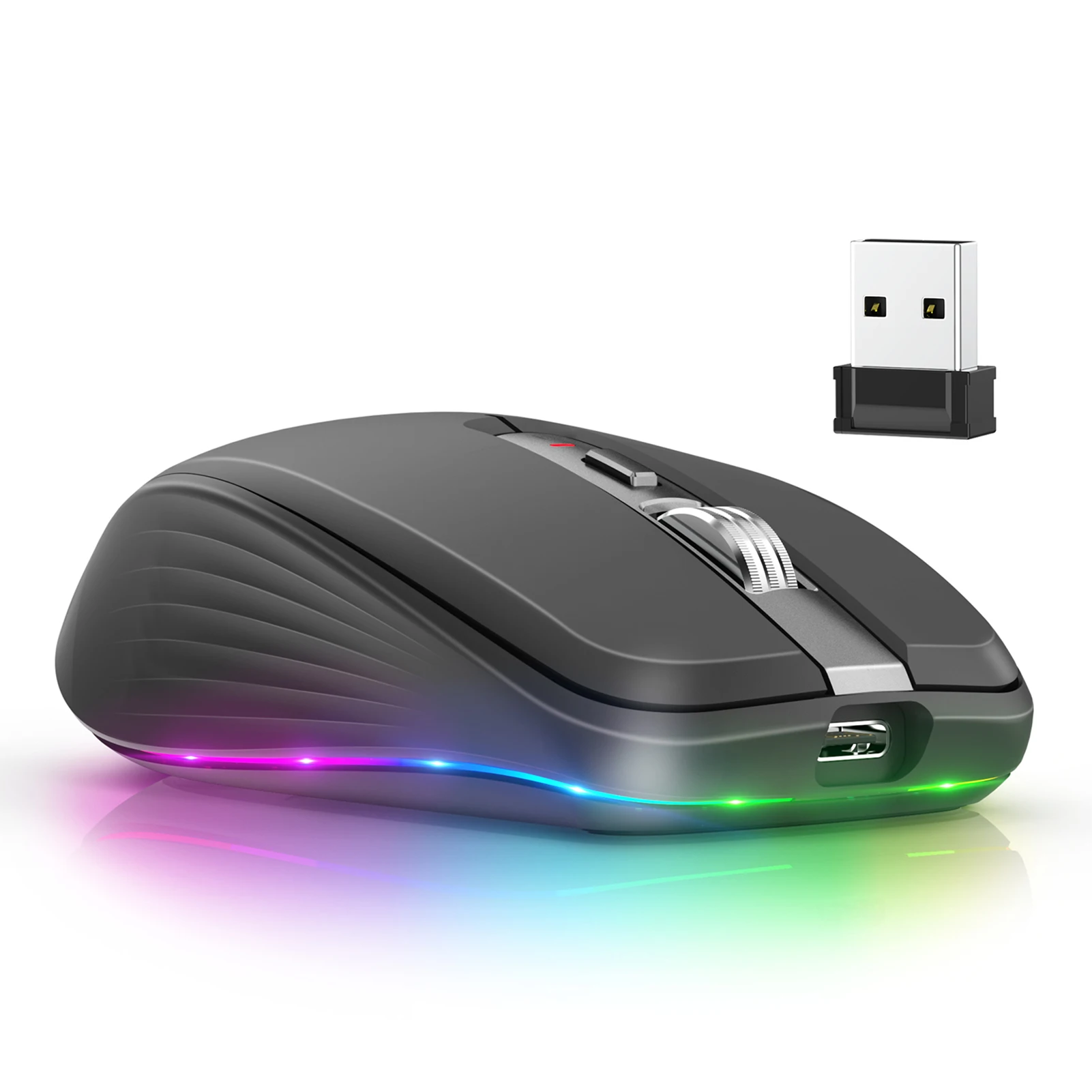 2.4G BT5.1 Dual-mode Wireless Mouse Computer Gaming Mice Ergonomic Design 2400 DPI Mute RGB Gaming Mouse for Laptop Computer