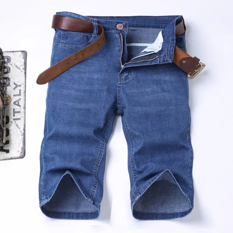 2025 New Denim Shorts for Men's Spring and Summer Trendy Brand Thin, Elastic, Loose, Straight, Casual, Five Point Middle Pants 2