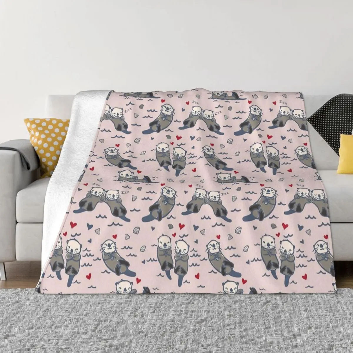 

Kawaii Sea Otters Cute Animal Blanket Fleece Printed Multi-function Warm Throw Blanket for Sofa Car Rug Piece