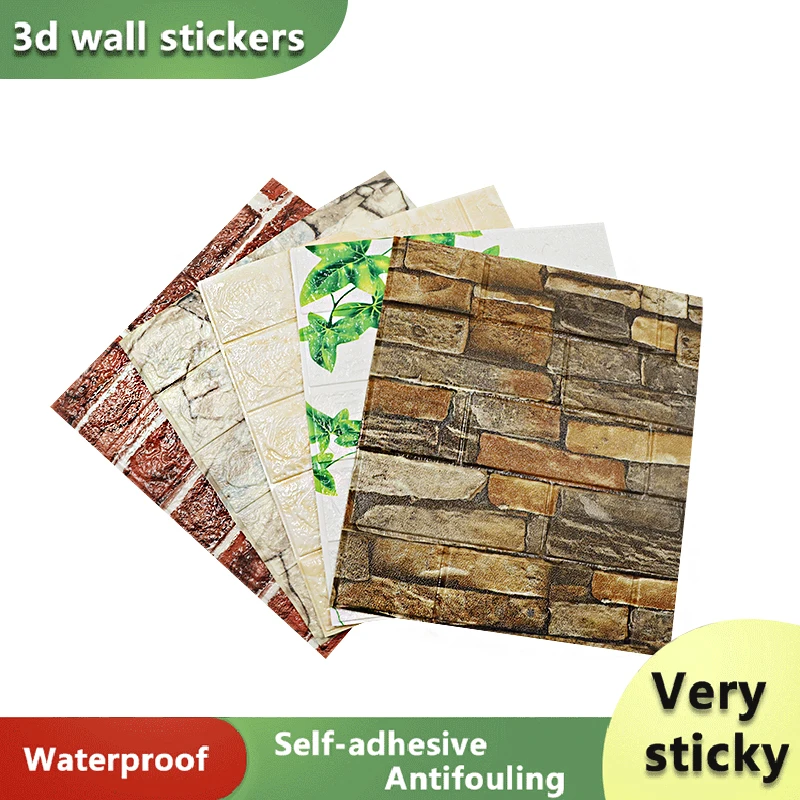 12 Pieces Of 3D Faom Wall Paste Brick Self-Adhesive Wallpaper Decoration Waterproof Anti-Collision Wallpaper Home Decoration 50 pcs bag graffiti sticker self adhesive waterproof sun resistant fadeless no mark left repeatedly paste words doodle sticker