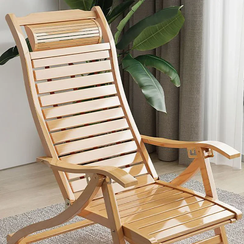 Sofa Chair Relaxing Recliner Leisure Home Bamboo Rocking Chair Adult Balcony Relax Armrest Folding Bed Living Room Sedie Home Furniture
