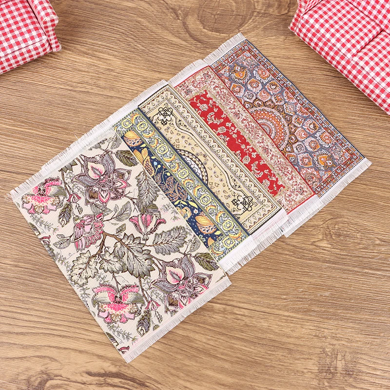 Doll House Miniature Turkish Style Carpet Miniature Embroidery Cloth Mat for 1/12 Dollhouse Furniture Toys Kids Gift